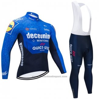 2021 Fietskleding Deceuninck Quick Step Blauw Zwart Lange Mouwen en Koersbroek