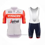 2023 Fietskleding Trek Segafredo Oranje Wit Korte Mouwen en Koersbroek