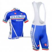 2013 Fietskleding Castelli Italie Wit en Blauw Korte Mouwen en Koersbroek