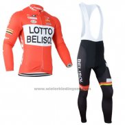 2014 Fietskleding Lotto Belisol Oranje Lange Mouwen en Koersbroek