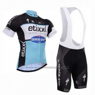 2015 Fietskleding Etixx Quick Step Zwart en Wit Korte Mouwen en Koersbroek