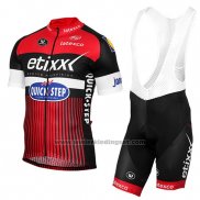 2016 Fietskleding Etixx Quick Step Rood en Zwart Korte Mouwen en Koersbroek