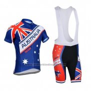 2018 Fietskleding Australie Blauw en Rood Korte Mouwen en Koersbroek