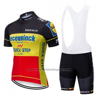 2019 Fietskleding Deceuninck Quick Step Zwart Geel Rood Korte Mouwen en Koersbroek