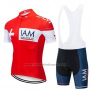 2019 Fietskleding IAM Rood Wit Korte Mouwen en Koersbroek