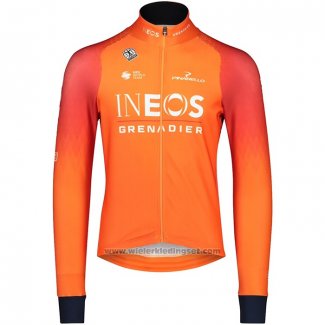 2022 Fietskleding INEOS Grenadiers Oranje Lange Mouwen en Koersbroek