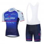 2022 Fietskleding Quick Step Alpha Vinyl Blauw Wit Korte Mouwen en Koersbroek