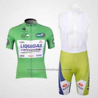 2012 Fietskleding Liquigas Cannondale Wit en Groen Korte Mouwen en Koersbroek