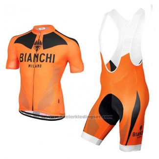 2017 Fietskleding Bianchi Oranje Korte Mouwen en Koersbroek