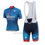 2017 Fietskleding Dolomiti Superbike Blauw Korte Mouwen en Koersbroek