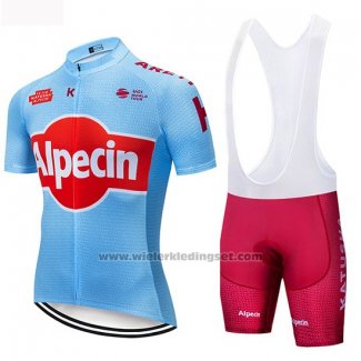 2019 Fietskleding Katusha Alpecin Blauw Rood Korte Mouwen en Koersbroek