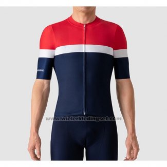 2019 Fietskleding La Passione Rood Wit Blauw Korte Mouwen en Koersbroek