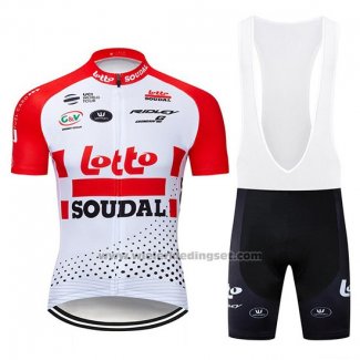 2019 Fietskleding Lotto Soudal Rood Wit Korte Mouwen en Koersbroek