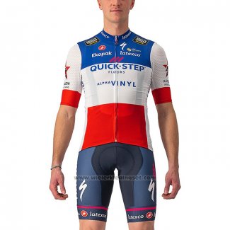 2022 Fietskleding Deceuninck Quick Step Blauw Wit Rood Korte Mouwen en Koersbroek