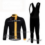 2011 Fietskleding Livestrong Zwart en Geel Lange Mouwen en Koersbroek