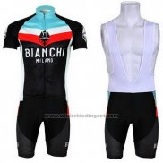 2013 Fietskleding Bianchi Zwart en Lichtblauw Korte Mouwen en Koersbroek