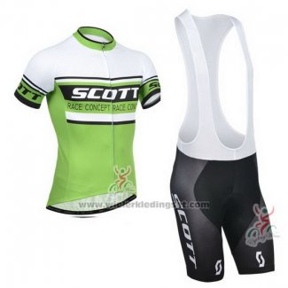 2014 Fietskleding Scott Wit en Groen Korte Mouwen en Koersbroek