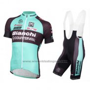 2016 Fietskleding Bianchi Mtb Lichtblauw en Zwart Korte Mouwen en Koersbroek