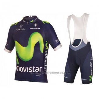 2016 Fietskleding Movistar Groen en Blauw Korte Mouwen en Koersbroek