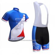 2017 Fietskleding France Snovaky Blauw en Wit Korte Mouwen en Koersbroek