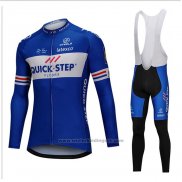 2018 Fietskleding UCI Wereldkampioen Quick Step Floors Blauw Lange Mouwen en Koersbroek