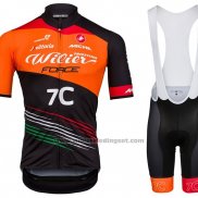 2018 Fietskleding Wieiev Force 7c Oranje Zwart Korte Mouwen en Koersbroek