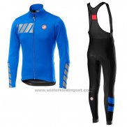 2019 Fietskleding Castelli Raddoppia 2 Blauw Zilver Lange Mouwen en Koersbroek