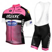 2016 Fietskleding Etixx Quick Step Roze en Zwart Korte Mouwen en Koersbroek