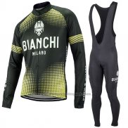 2017 Fietskleding Bianchi Milano Ml Zwart en Geel Lange Mouwen en Koersbroek