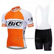 2019 Fietskleding Bic Wit Oranje Korte Mouwen en Koersbroek