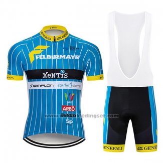 2019 Fietskleding XeNTiS Blauw Wit Korte Mouwen en Koersbroek