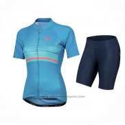 2021 Fietskleding Vrouw Pearl Izumi Azuur Korte Mouwen en Koersbroek