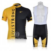 2009 Fietskleding Livestrong Zwart en Geel Korte Mouwen en Koersbroek