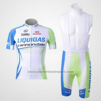 2011 Fietskleding Liquigas Cannondale Wit en Groen Korte Mouwen en Koersbroek