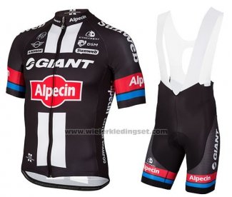 2016 Fietskleding Giant Alpecin Zwart en Rood Korte Mouwen en Koersbroek