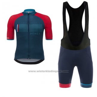 2017 Fietskleding Nimes Vuelta Espana Blauw en Rood Korte Mouwen en Koersbroek