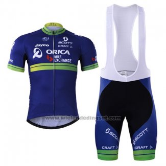 2017 Fietskleding Orica Bike Exchange Blauw Korte Mouwen en Koersbroek