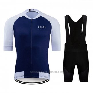 2020 Fietskleding Ndlss Wit Blauw Korte Mouwen en Koersbroek