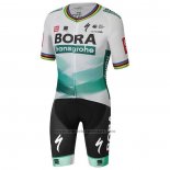 2020 Fietskleding UCI Wereldkampioen Bora Wit Groen Korte Mouwen en Koersbroek