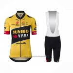 2023 Fietskleding Jumbo Visma Geel Zwart Korte Mouwen en Koersbroek